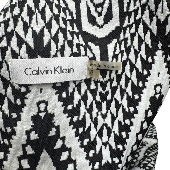 Calvin Klein Sleeveless V-Neck Sheath Dress Black White 8 - Picture 8 of 8